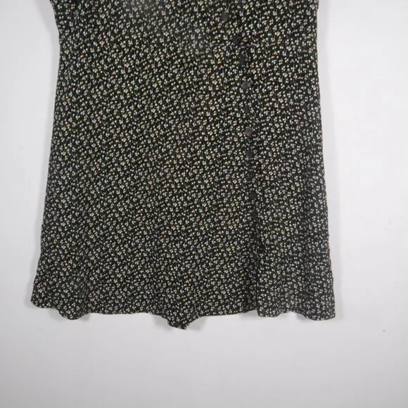 Madewell Women Button-Wrap Dress in Playground Posies Dress Size L Black Floral - Picture 3 of 16